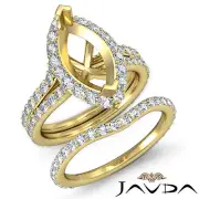 Marquise Diamond Semi Mount Engagement Ring Bridal Set 14k Gold Yellow 1.90Ctw.