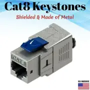 Keystone Metal Jack for Cat8 RJ45 Shielded Tool Free 22-24 AWG S/FTP 2000Mhz Lot