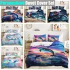 Dolphin Beach Conch Shell Rainbow Floral Fish Scale Doona Duvet Quilt Cover Set