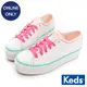 【Keds】TRIPLE UP 小心機撞色厚底帆布鞋-白/桃红 (9222W133432)