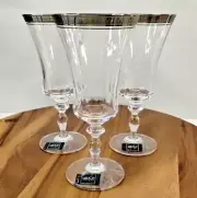 Mikasa Palatial Platinum 8" Stemmed Iced Tea Glasses (Set Of 3) NEW WITH TAGS