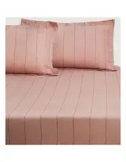 [Sheridan] Abbotson Stripe King Fitted Sheet 40cm in Dusty Rose