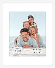 [Icona Bay] 11x14 White Picture Frame with Removable Mat for 8x10 Photo, Modern Style Wood Composite Frame, Wall Mount Only, Bliss Collection