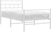 vidaXL Modern White Metal Bed Frame – Robust Powder-Coated Steel Construction with Headboard and Footboard – 107x203 cm Size with Extra Storage Space