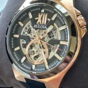 Bulova Men's Maquina Automatic Full Skeleton Black Silicon Watch 46 MM 98A177