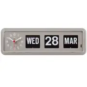 NEW Jadco Horizon Analogue Flip Calendar Wall & Desk Clock, Grey, 33cm