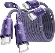 toocki 2-Pack 240W USB C to USB C PD3.1 Fast Charging Cable 2M, Nylon Braided Type C Cord for iPhone 16 15 Pro Max Car Charger,Samsung S24/S23,MacBook Air,iPad (Purple)