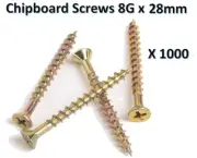 1000 - 8g X 28mm Zinc Chipboard Screws Phillips Head/Countersunk - Timber/Wood