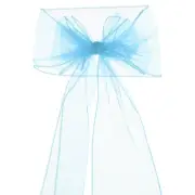 25Pcs 108 Inch Organza Chair Sash Bow Sash Chiffon Ribbon Sky Blue