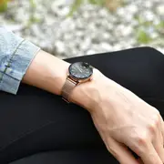 Krystal Couture Geometric Mineral Glass Feat SWAROVSKI® Crystal Watch Rose Gold Black