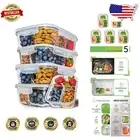 Oven Safe 5 Pack 34 Oz Glass Meal Containers - BPA Free with Twist Lock Lids