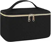 [TENOL] Travel Toiletry Bag Handbag Trendy Double Zippers Dustproof Carrying Case Make up Organizer for Toiletries Full Size Bottles