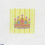 Lauren Bloch Princess Crown 2 x 2 Insert Handpainted Needlepoint Canvas