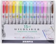 Mildliner 78115 Double Ended Highlighter44; Assorted Color - 15 Per Pack - Pack of 6