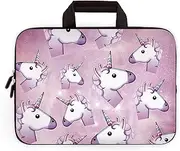 RUYIDAY 14 15 15.4 15.6 inch Laptop Handle Bag Computer Protect Case Pouch Holder Notebook Sleeve Neoprene Cover Soft Carrying Travel for Dell Lenovo Toshiba HP Chromebook ASUS Acer (Pink Unicorn)