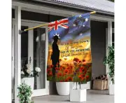 Lest We Forget Flag Poppy Veteran Anzac Day Flag Australian Flag Double Sided House Decor Flags For Memorial Day