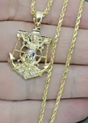 Real 10K Yellow Gold Baby Jesus Anchor Pendant Diamond Cut 2.2gr + Chain 16"-24"