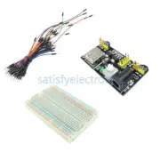 65PCS Jump Cable Wires+MB102 400 Point Solderless PCB Breadboard+Power Supply SF