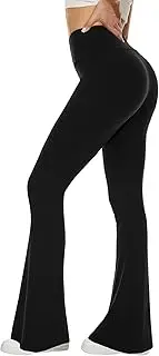 [Sundwudu] Black Flare Yoga Pants for Women - Soft High Waist Bootcut Leggings Tall & Long Palazzo Pants for Women