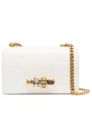 Alexander Mcqueen Jewelled Satchel in Embossed Ivory