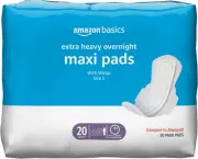 Amazon Basics Thick Maxi Pads with Wings for Periods - Extra Heavy Overnight Abs