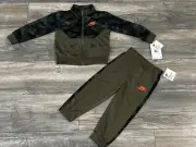 Nike 24 M Toddler Camouflage Olive Green Orange Jogger Set Pants Zip Up Jacket
