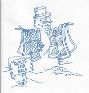 EMBROIDERED QUILT BLOCKS A SET OF 12 - BLUEWORK QUILTING SNOWMEN
