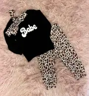 NEW Girl's Leopard Print Babe Pants Outfit