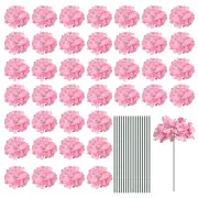 Silk Hydrangea Flowers, Pink Artificial Flowers for Wedding 64 Set