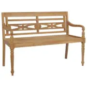 Batavia Garden Bench Outdoor Patio Seat Lounge Chair Solid Teak Wood 120cm