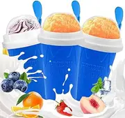NOAEOU 3 Pack Slushy Maker Cups for Kids & Adults - Rapid Freeze Reusable Cups for DIY Slushies, Smoothies, Ice Cream (Juice/Milk/Yogurt) - No Electricity, Leakproof Squeeze Design, Aussie Summer Gift