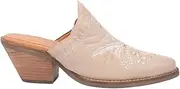 [Dingo] Womens Wildflower Floral Mule Casual Boots Mid Heel 2-3" - White