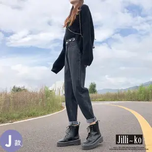 【JILLI-KO】暢銷韓版丹寧系列-中大碼顯瘦牛仔褲 牛仔裙 吊帶褲 吊帶裙 長褲 寬褲(多款任選)