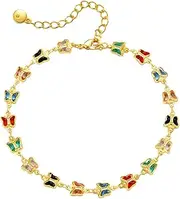 OATIPHO Stylish Women's Anklet Gold Anklet Bracelet Butterfly Charms Decorative Beads Beach Jewelry for Occasions