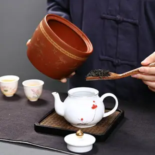 紫砂茶葉罐中號粗陶密封儲物罐陶瓷普洱茶家用茶道配件