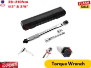 1/2" & 3/8" Drive Torque Wrench 28-210Nm Adjustable Ratchet Spanner Tool Set