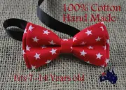 Boy Kids Teenage 100% Cotton RED White Stars Bow Tie Bowtie 7-14 Years Old