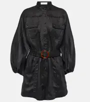 [Zimmermann] Zimmermann Belted linen playsuit AU 16 black