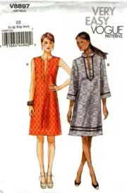 Vogue Sewing Pattern 8897 V8897 Misses Dress Very Easy Vogue Size Lrg-Xlg-Xxl