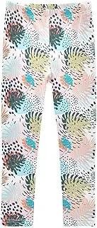 [Joisal] Tropical Leaf Colorful Girl Pants, Comfy for Girls' Athletic Leggings, 4-10T