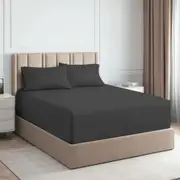 Cotton Pillowcase Bottom Fitted Sheet Set King Single Double Queen Size
