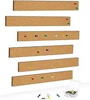 Cork Board Strips, 6 Pack Self-Adhesive Bulletin Board Bar With 50 Push Pins for Notes, Schedules, Home Memo or Decoration