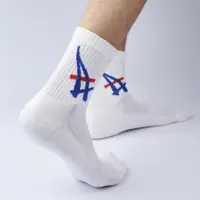 在飛比找蝦皮購物優惠-Asics Wave 高領運動襪白色配黑色、厚玩、韓國中性鏈