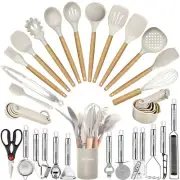Kitchen Utensils Set- 35 PCs Cooking Utensils with GraterTongs Spoon Spatula ...