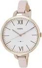 NEW FOSSIL ANNETTE ROSE GOLD TONE,PASTEL PINK THIN LEATHER BAND WATCH ES4356
