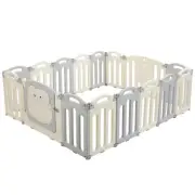 Baby Playpen 16 Panels Foldable Toddler Fence Safety Play Activity Centre 6P-GR