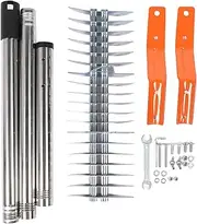 Thatch Rake 14.7 Inch Carbon Steel Stainless Steel Robust Lawn Dethatcher Rake with Handle for Cleaning Dead Grass Yard Garden (3 Sections)