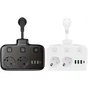 2500W 10A EU Plug Power Strip with 2AC+3USB-A+USB-C Fast Charger Multitap Electrical Wall Socket Extension Cord with On/
