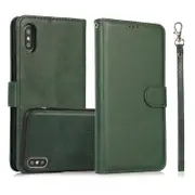 iPhone 14 /13 /12 /11 Plus Pro Max Case, Detachable Magnetic Leather Wallet TPU Case, Green - iPhone 14