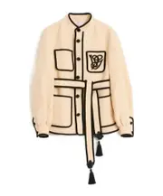 Valentino Garavani Logo Embroidered Front Tie-Fastened Blazer IT44,IT54,IT46 butter color